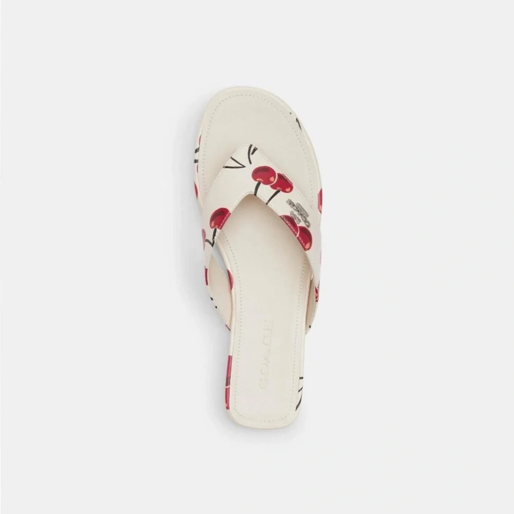 Stylish Cream and Red Women's Sandals with Cherry 🍒 print - Picture 2 of 4